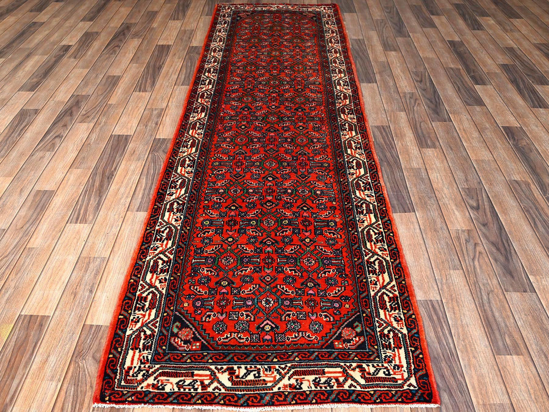 2'10" x 9'5" New Hand Knotted Red Wool Runner Oriental Rug - MOA1021892