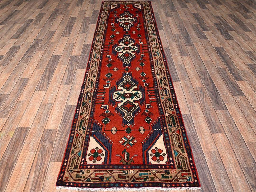 2'6" x 9'6" New Hand Knotted Red Wool Runner Oriental Rug - MOA1021893