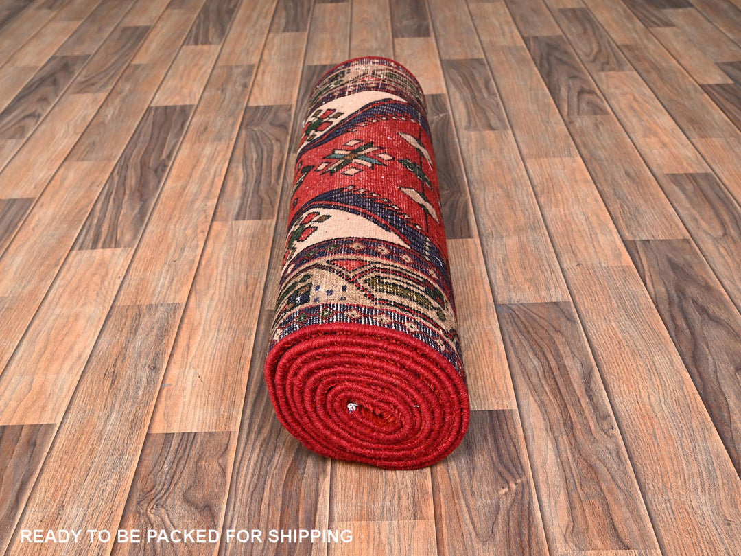 2'6" x 9'6" New Hand Knotted Red Wool Runner Oriental Rug - MOA1021893