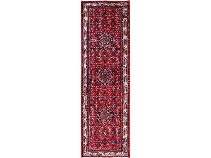 2'10" x 9'5" New Hand Knotted Red Wool Runner Oriental Rug - MOA1021894