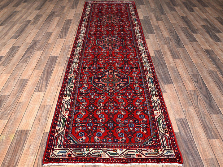 2'10" x 9'5" New Hand Knotted Red Wool Runner Oriental Rug - MOA1021894