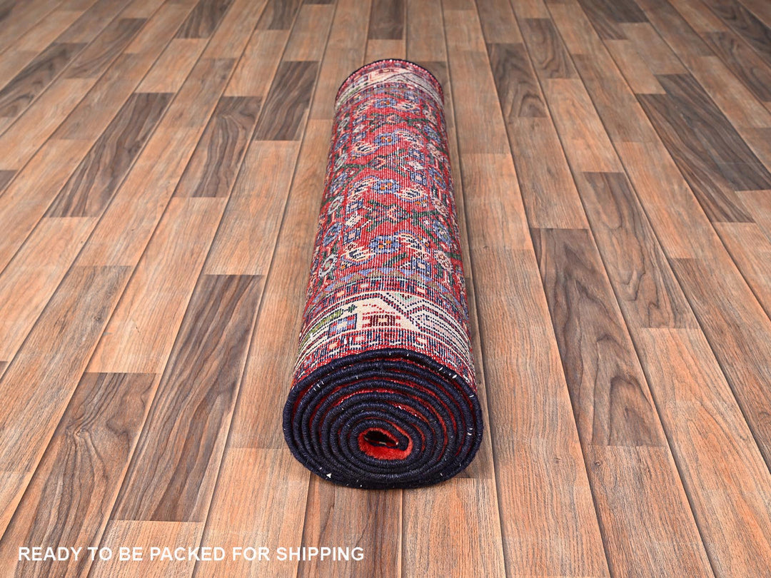 2'10" x 9'5" New Hand Knotted Red Wool Runner Oriental Rug - MOA1021894