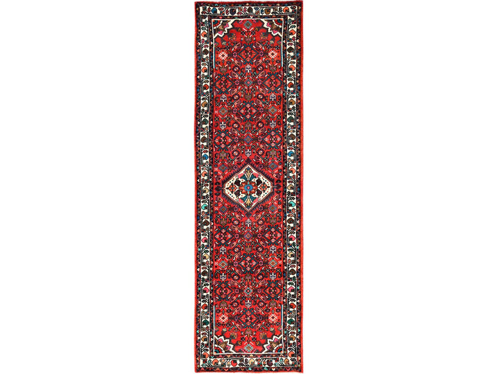 2'9" x 9'7" New Hand Knotted Red Wool Runner Oriental Rug - MOA1021895