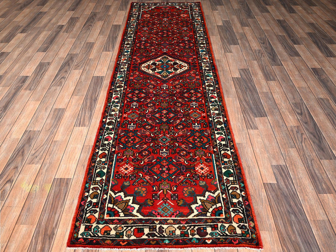 2'9" x 9'7" New Hand Knotted Red Wool Runner Oriental Rug - MOA1021895