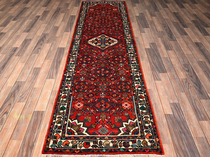 2'9" x 9'7" New Hand Knotted Red Wool Runner Oriental Rug - MOA1021895