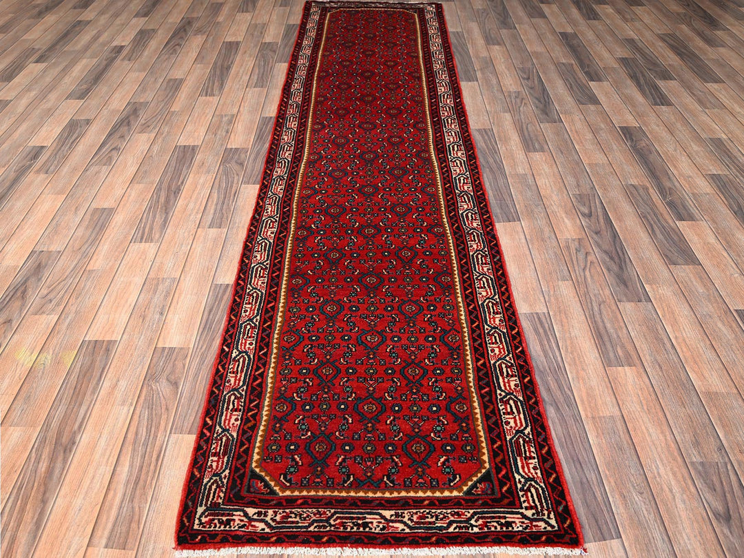 2'6" x 9'9" New Hand Knotted Red Wool Runner Oriental Rug - MOA1021896