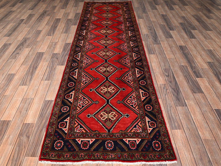 2'11" x 9'9" New Hand Knotted Red Wool Runner Oriental Rug - MOA1021897