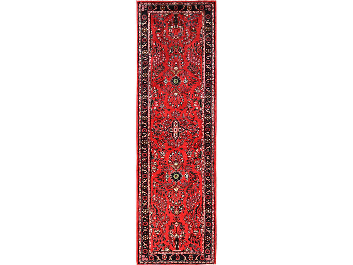 2'9" x 9'4" New Hand Knotted Red Wool Runner Oriental Rug - MOA1021898