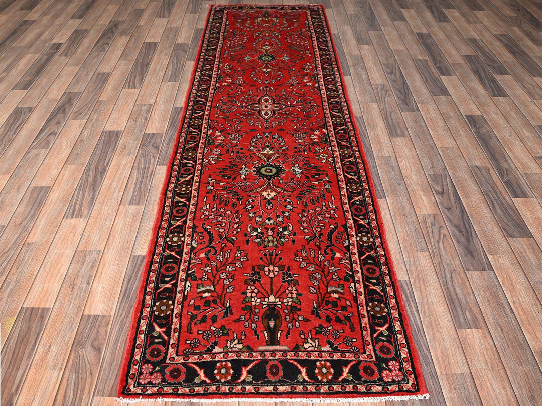 2'9" x 9'4" New Hand Knotted Red Wool Runner Oriental Rug - MOA1021898