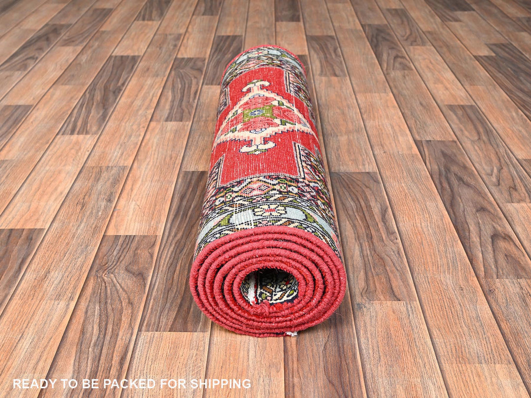 2'5" x 8'5" New Hand Knotted Red Wool Runner Oriental Rug - MOA1021899