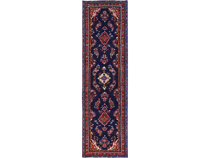 3'10" x 13'11" New Hand Knotted Blue Wool Runner Oriental Rug - MOA1021902