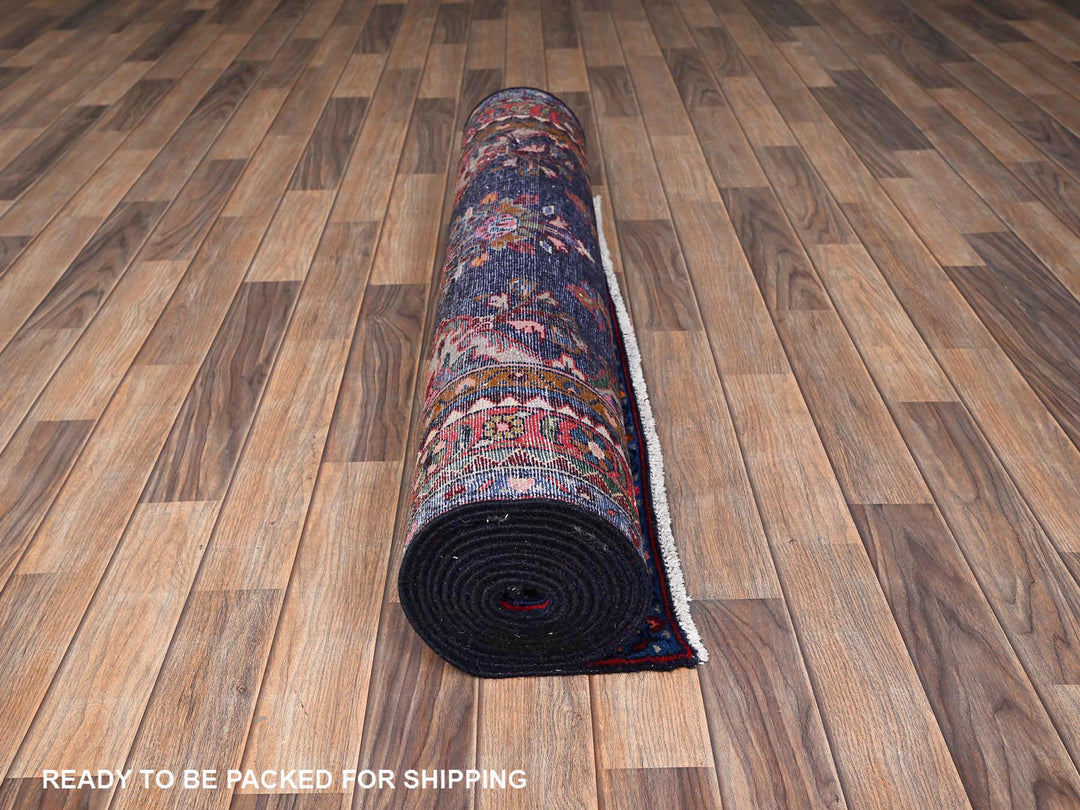 3'10" x 13'11" New Hand Knotted Blue Wool Runner Oriental Rug - MOA1021902