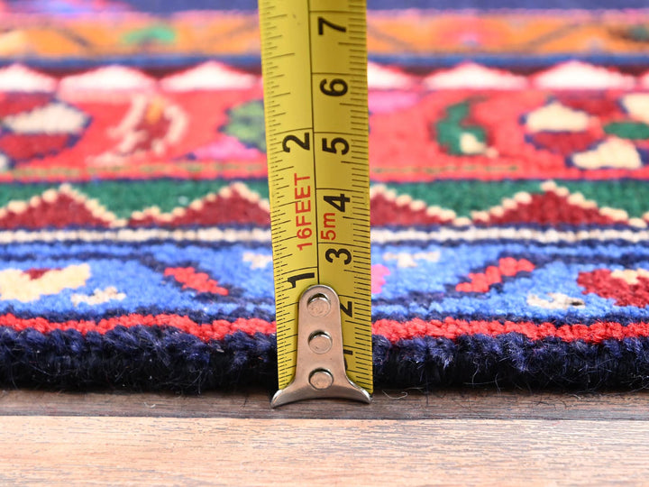 3'10" x 13'11" New Hand Knotted Blue Wool Runner Oriental Rug - MOA1021902