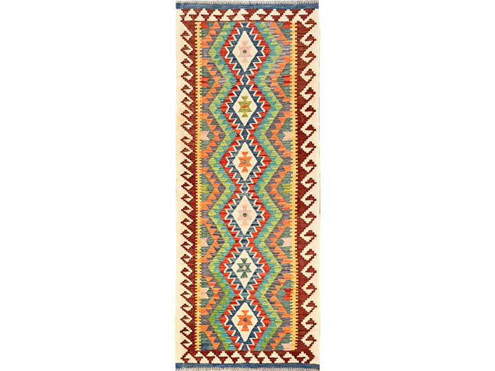 2'11" x 7'11" New Hand Woven Multicolored Wool Runner Oriental Rug - MOA1021903