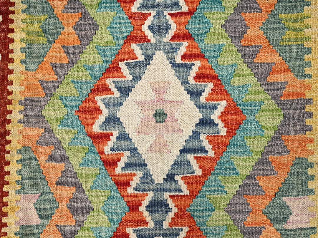 2'11" x 7'11" New Hand Woven Multicolored Wool Runner Oriental Rug - MOA1021903
