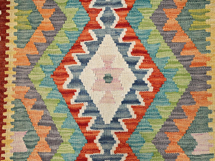 2'11" x 7'11" New Hand Woven Multicolored Wool Runner Oriental Rug - MOA1021903
