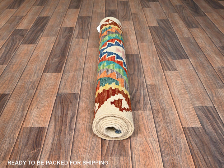 2'11" x 7'11" New Hand Woven Multicolored Wool Runner Oriental Rug - MOA1021903