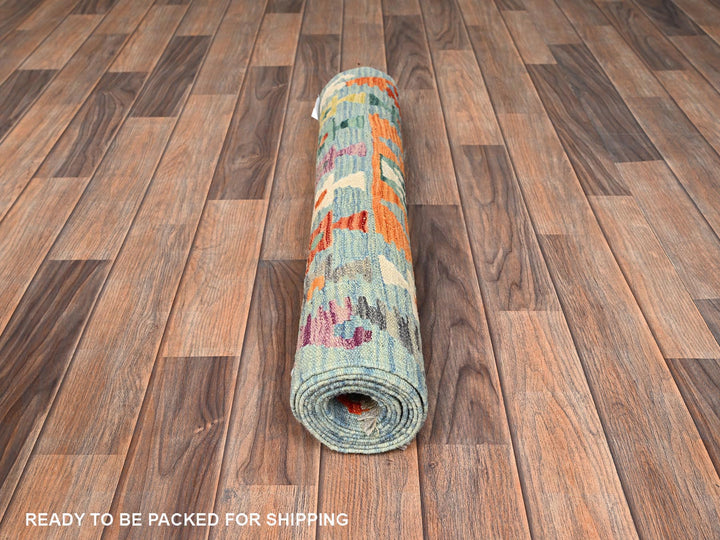 2'7" x 7'10" New Hand Woven Multicolored Wool Runner Oriental Rug - MOA1021904