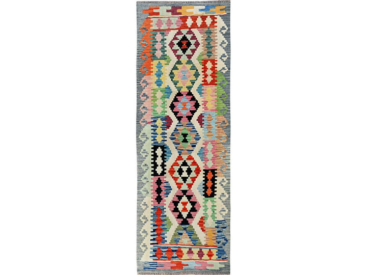 2'9" x 8'3" New Hand Woven Multicolored Wool Runner Oriental Rug - MOA1021905
