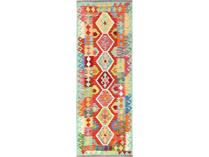 2'8" x 7'11" New Hand Woven Multicolored Wool Runner Oriental Rug - MOA1021906