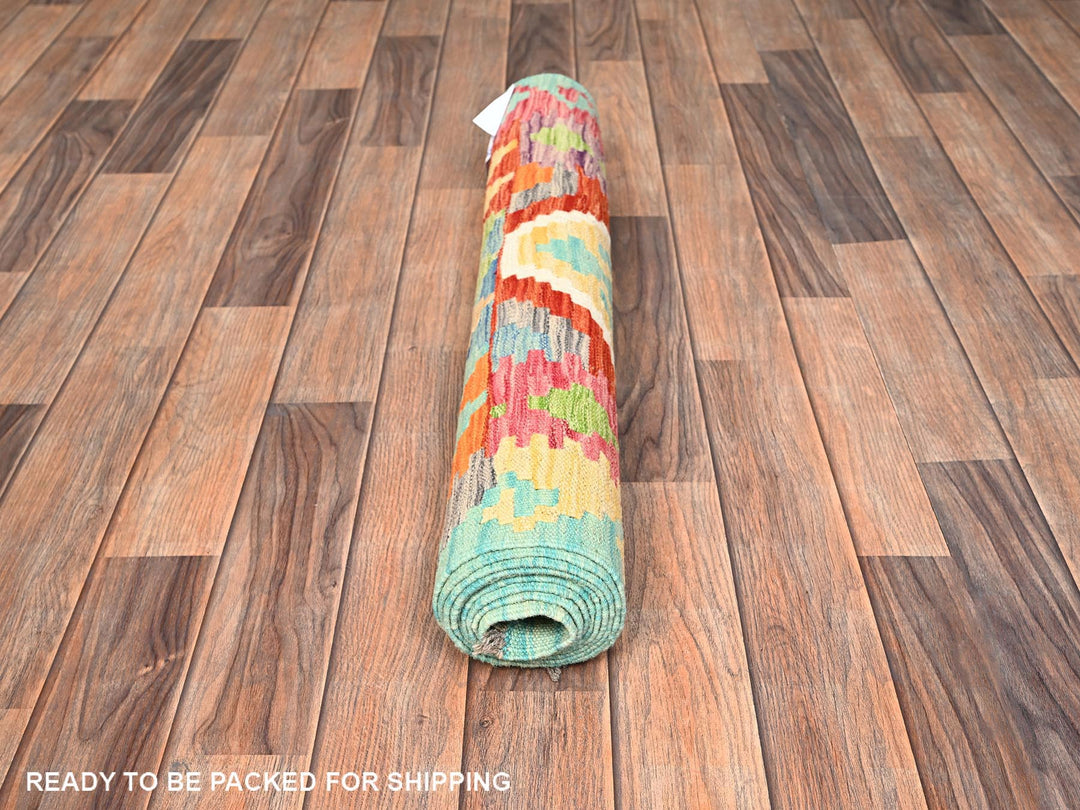 2'8" x 7'11" New Hand Woven Multicolored Wool Runner Oriental Rug - MOA1021906