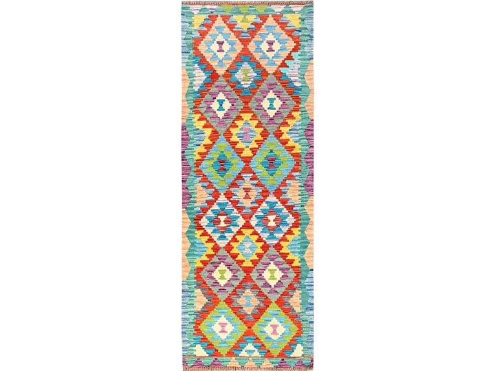 2'9" x 8'2" New Hand Woven Multicolored Wool Runner Oriental Rug - MOA1021908