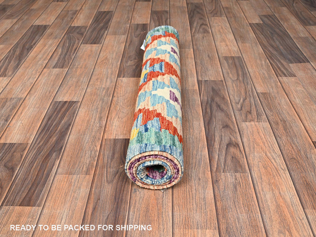 2'9" x 8'2" New Hand Woven Multicolored Wool Runner Oriental Rug - MOA1021908