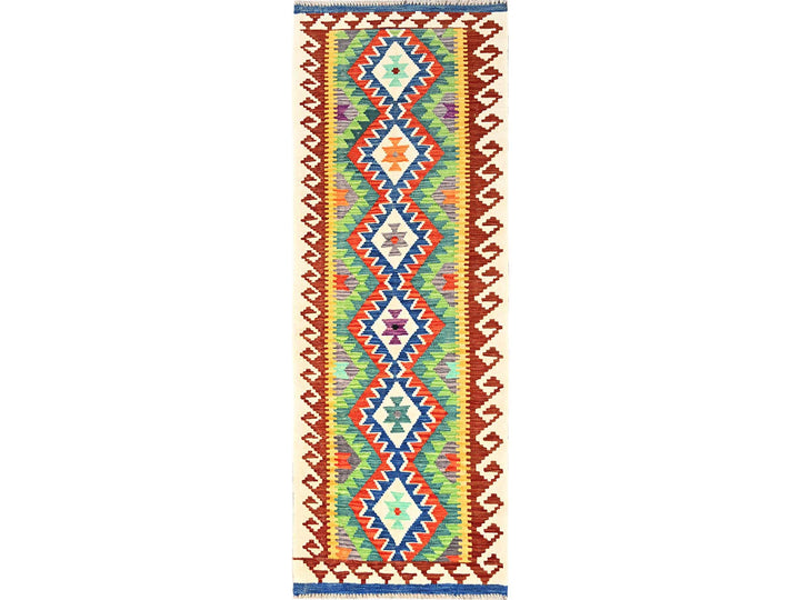 2'7" x 7'10" New Hand Woven Multicolored Wool Runner Oriental Rug - MOA1021909
