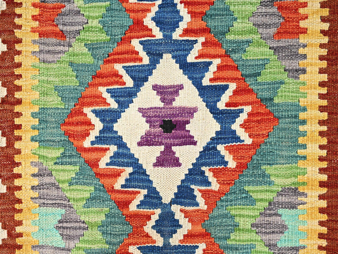 2'7" x 7'10" New Hand Woven Multicolored Wool Runner Oriental Rug - MOA1021909
