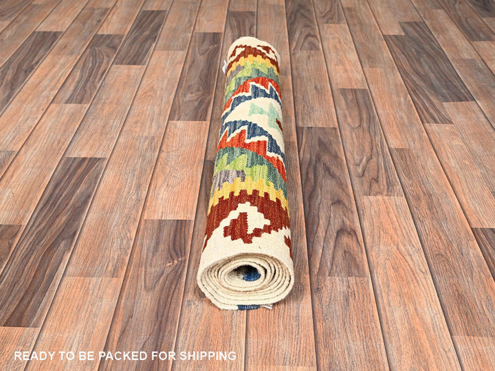2'7" x 7'10" New Hand Woven Multicolored Wool Runner Oriental Rug - MOA1021909