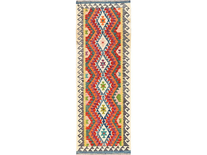 2'10" x 8'1" New Hand Woven Multicolored Wool Runner Oriental Rug - MOA1021910
