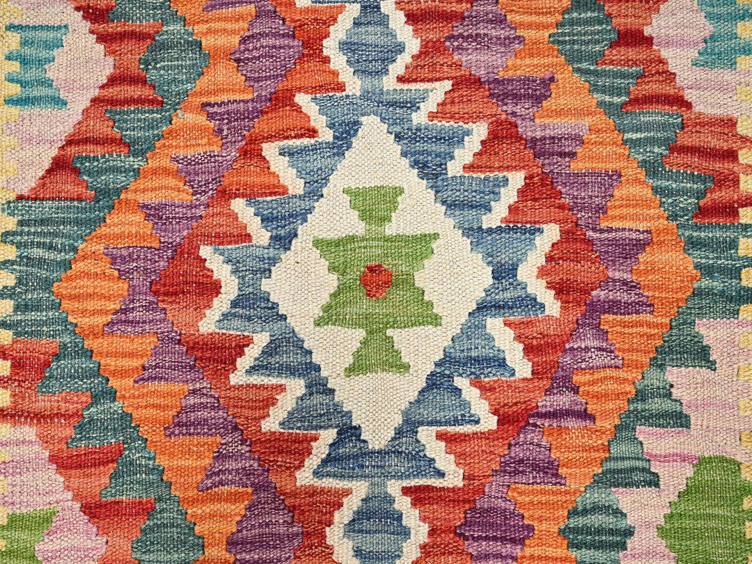 2'10" x 8'1" New Hand Woven Multicolored Wool Runner Oriental Rug - MOA1021910