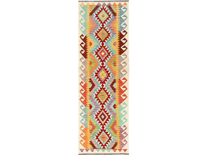 2'8" x 8'3" New Hand Woven Multicolored Wool Runner Oriental Rug - MOA1021911