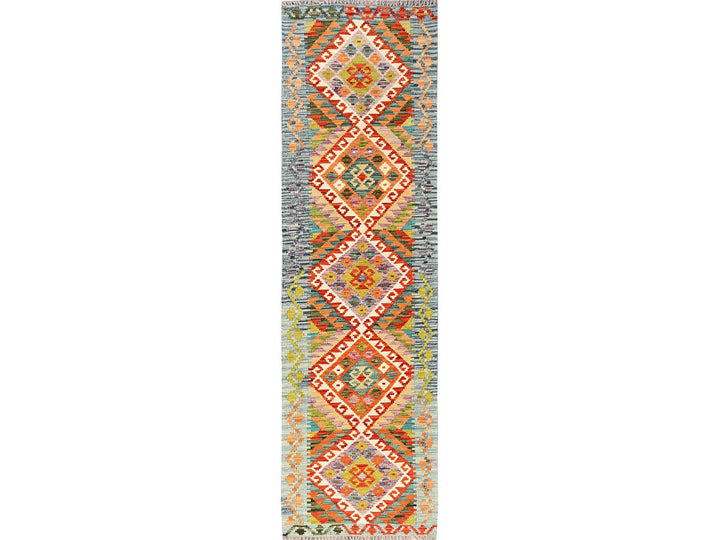 2'4" x 8'8" New Hand Woven Multicolored Wool Runner Oriental Rug - MOA1021917