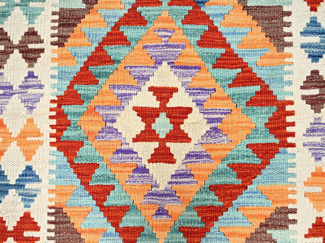 2'9" x 8'1" New Hand Woven Multicolored Wool Runner Oriental Rug - MOA1021920