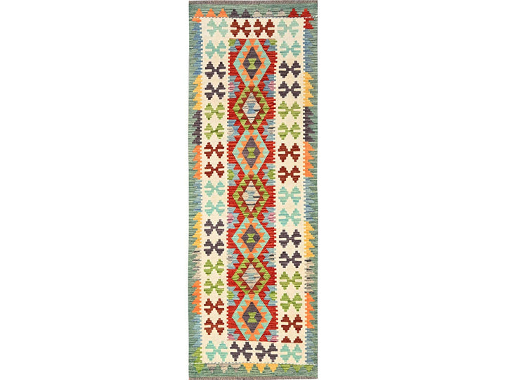 2'8" x 8'1" New Hand Woven Multicolored Wool Runner Oriental Rug - MOA1021921