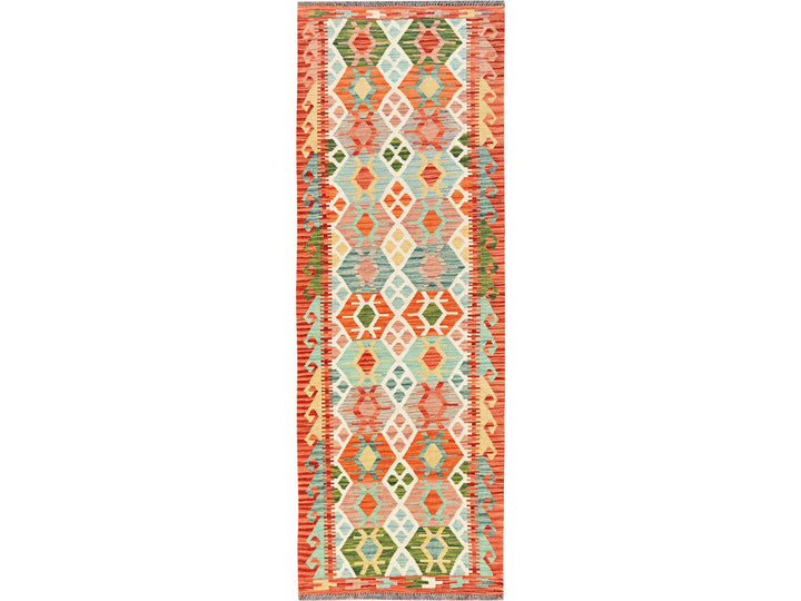 2'8" x 8'1" New Hand Woven Multicolored Wool Runner Oriental Rug - MOA1021925