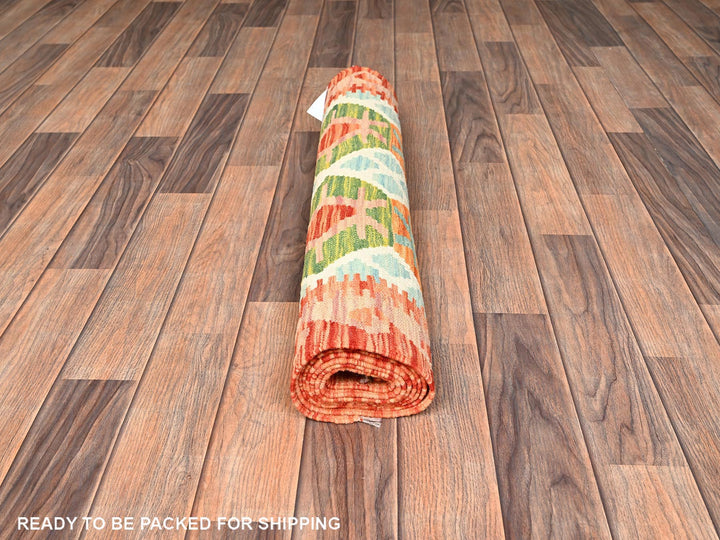 2'8" x 8'1" New Hand Woven Multicolored Wool Runner Oriental Rug - MOA1021925