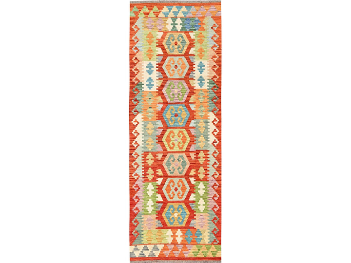 2'8" x 8'2" New Hand Woven Multicolored Wool Runner Oriental Rug - MOA1021928