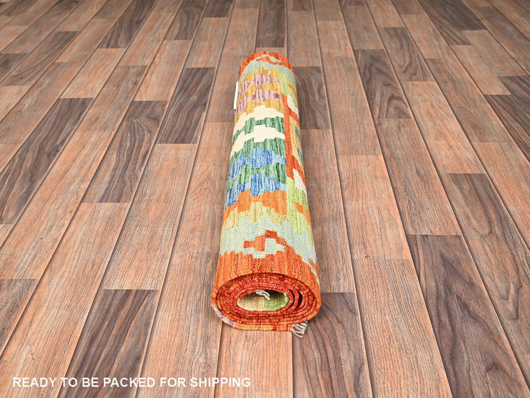 2'8" x 8'2" New Hand Woven Multicolored Wool Runner Oriental Rug - MOA1021928