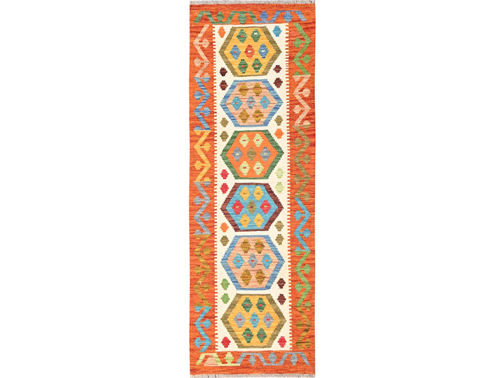 1'10" x 6'1" New Hand Woven Multicolored Wool Runner Oriental Rug - MOA1021930