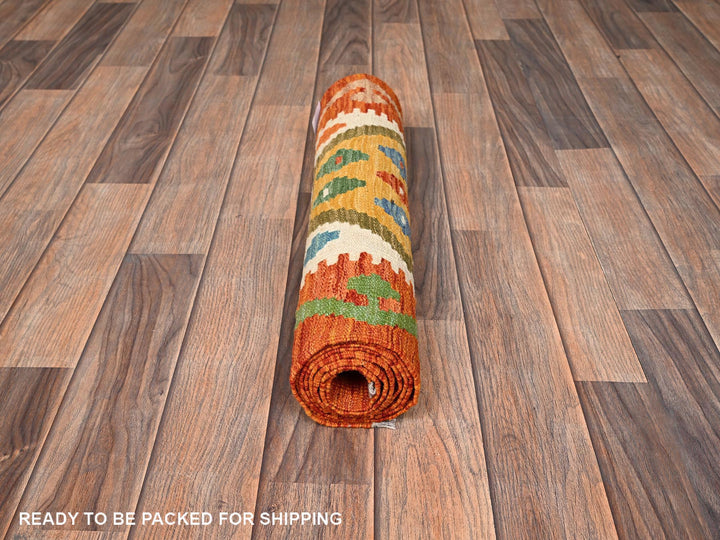 1'10" x 6'1" New Hand Woven Multicolored Wool Runner Oriental Rug - MOA1021930