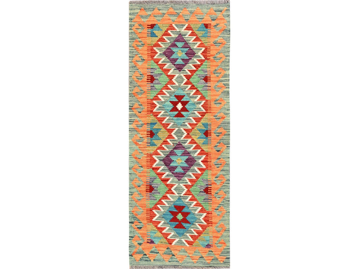 1'9" x 4'10" New Hand Woven Multicolored Wool Runner Oriental Rug - MOA1021933