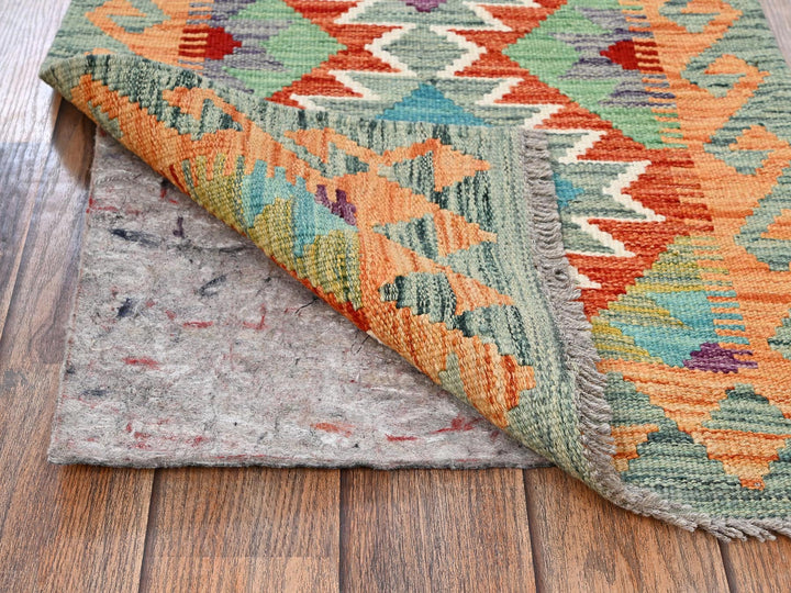 1'9" x 4'10" New Hand Woven Multicolored Wool Runner Oriental Rug - MOA1021933
