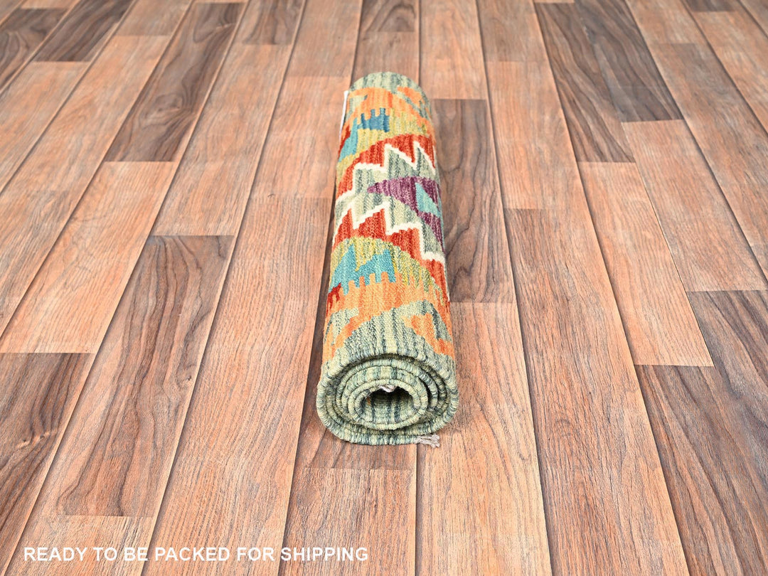 1'9" x 4'10" New Hand Woven Multicolored Wool Runner Oriental Rug - MOA1021933