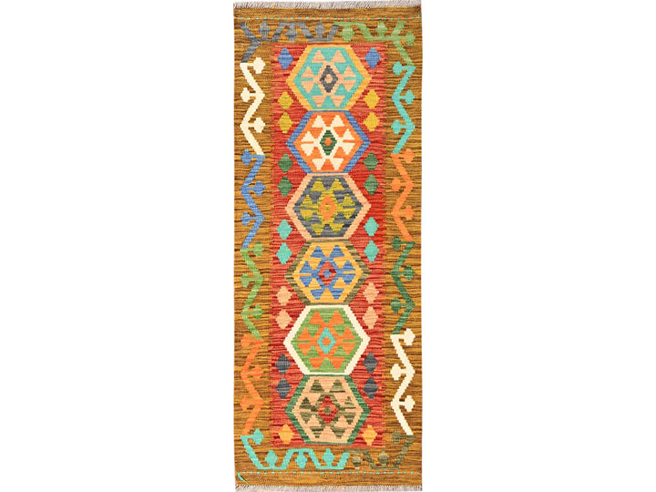 1'10" x 4'11" New Hand Woven Multicolored Wool Runner Oriental Rug - MOA1021934