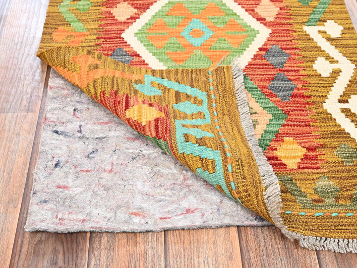 1'10" x 4'11" New Hand Woven Multicolored Wool Runner Oriental Rug - MOA1021934
