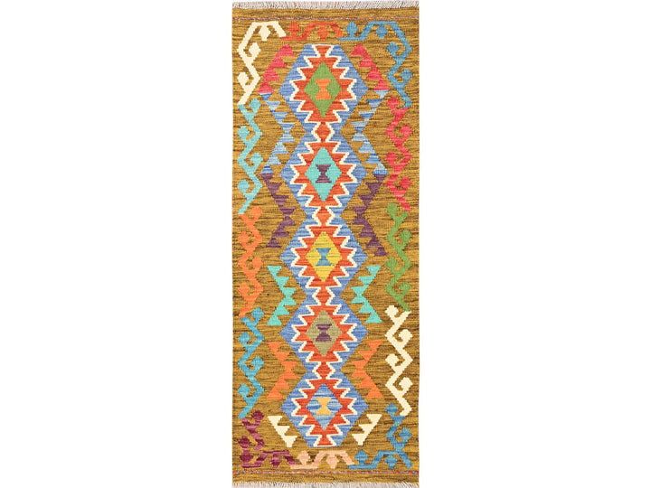 1'10" x 4'11" New Hand Woven Multicolored Wool Runner Oriental Rug - MOA1021935
