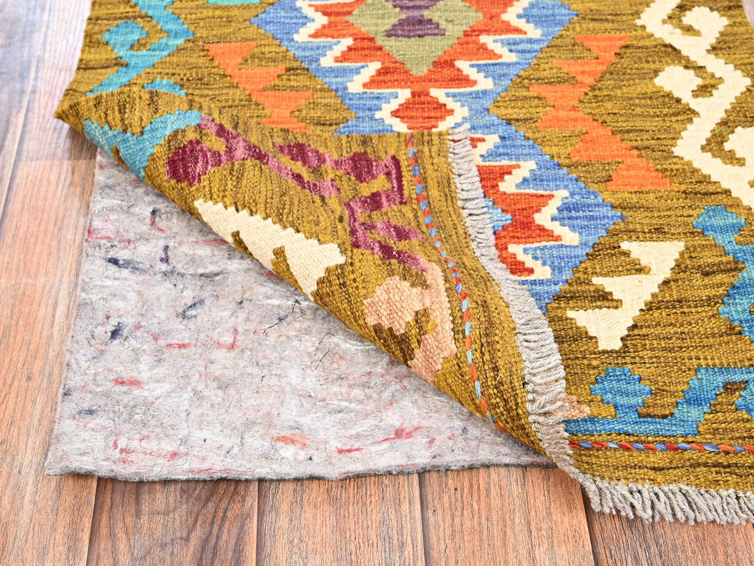 1'10" x 4'11" New Hand Woven Multicolored Wool Runner Oriental Rug - MOA1021935