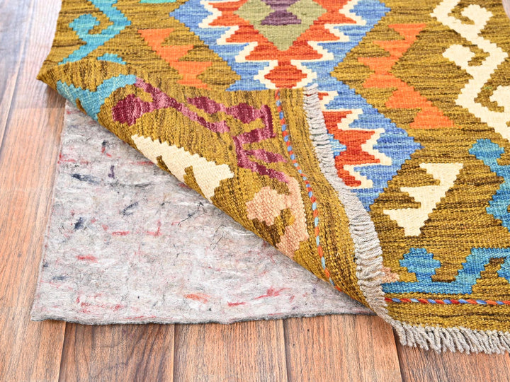 1'10" x 4'11" New Hand Woven Multicolored Wool Runner Oriental Rug - MOA1021935